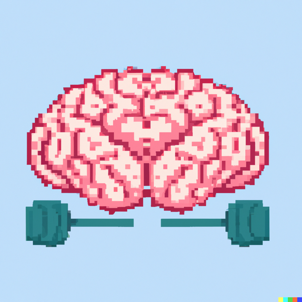 A cartoon muscular brain.